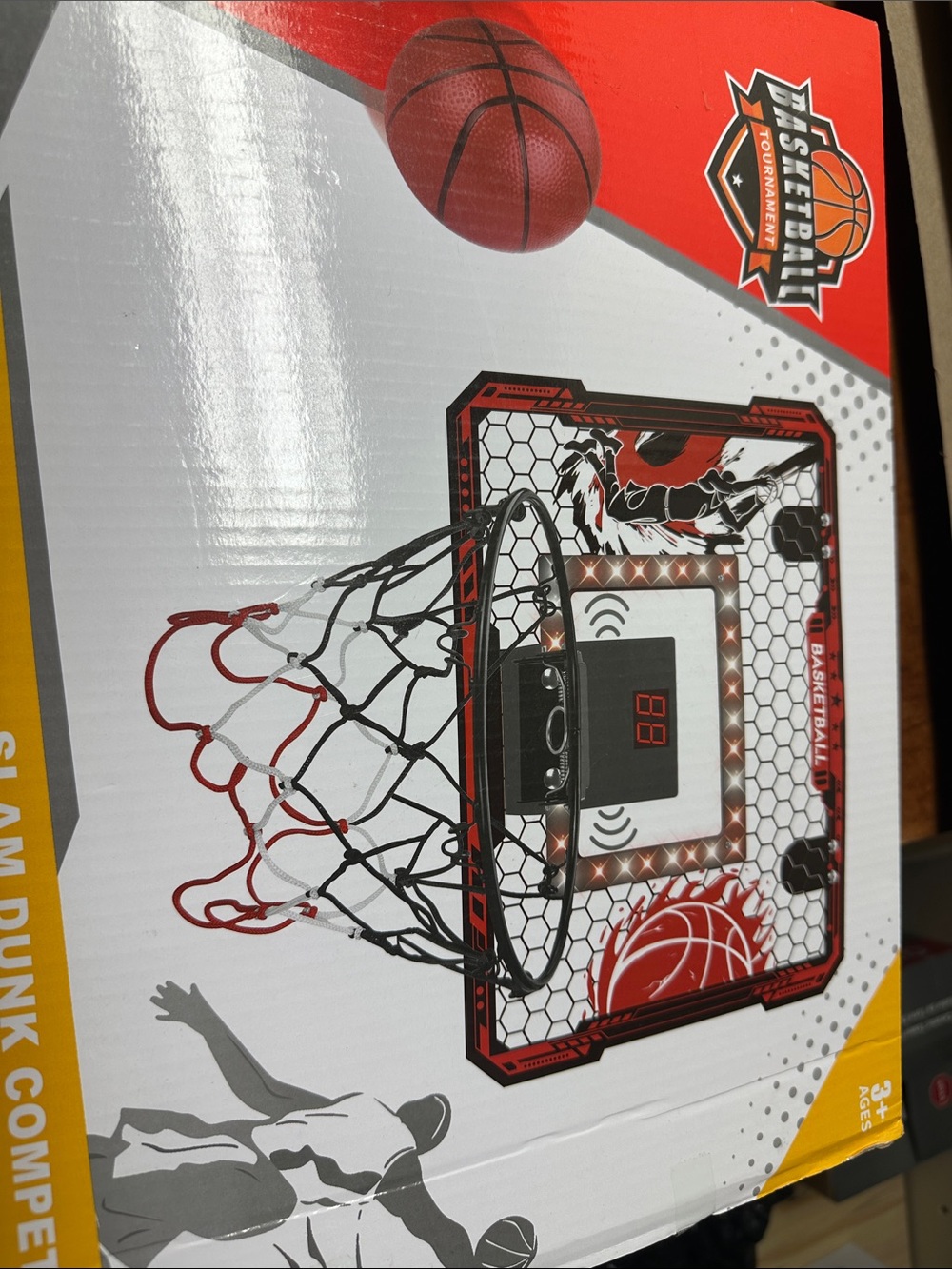 Electronic Mini Basketball Hoop with Red & Black Net